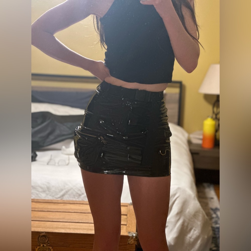**RARE** I AM GIA shiny faux leather PVC miniskirt